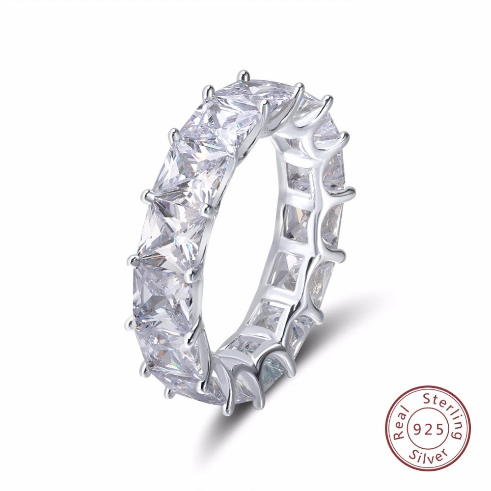 Eternity 925 Silver Ring - Emerald Cut Diamond Band