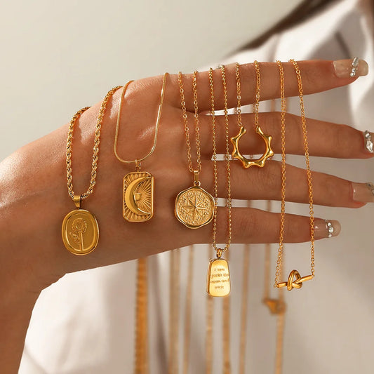 French Vintage Star Moon Flower Necklace - 316L Steel Choker