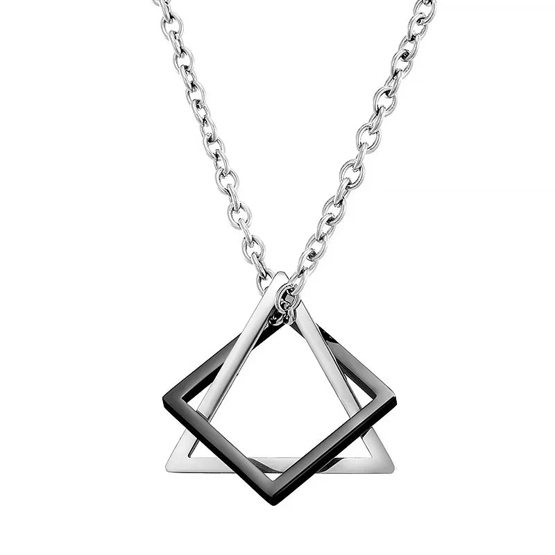 Simple Geometry Interlocking Necklace - Square Triangle Pendant