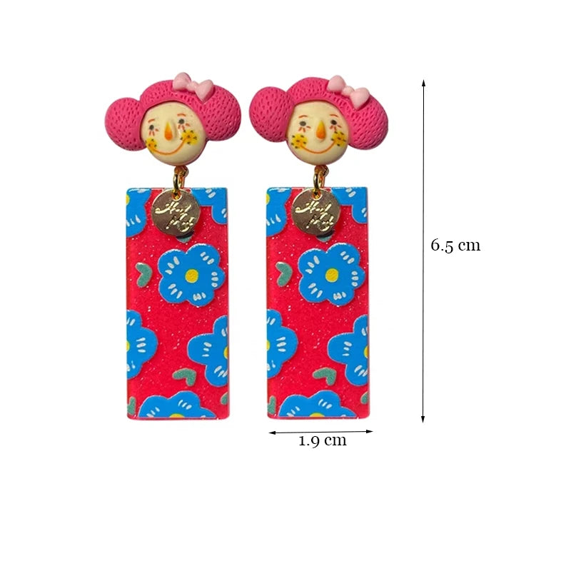 Colorful Y2K Dangle Earrings - Resin Fashion Accessories