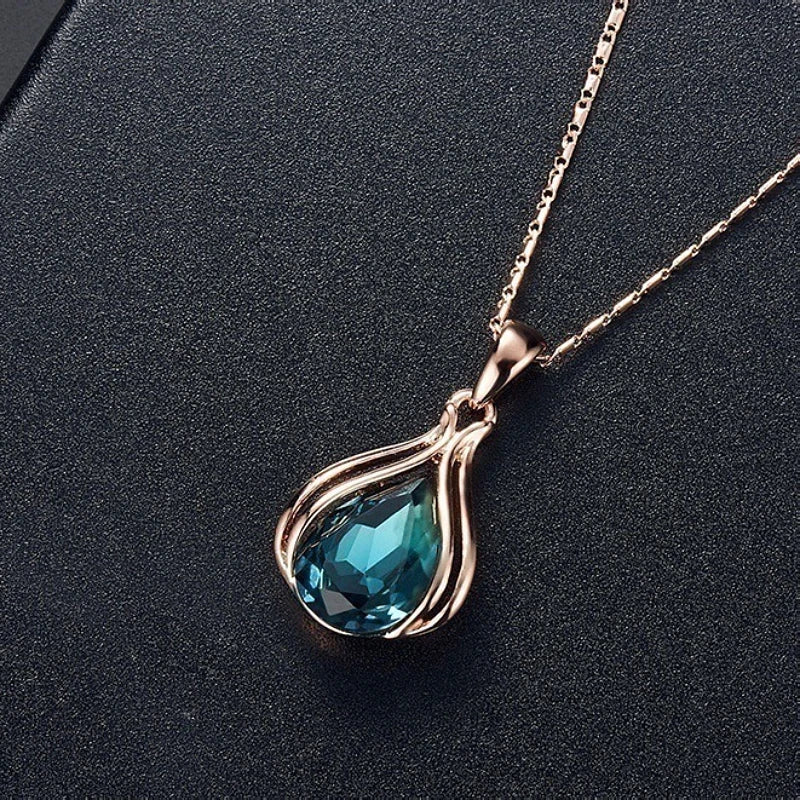 Blue Green Water Drop Jewelry Set - Geometric Design