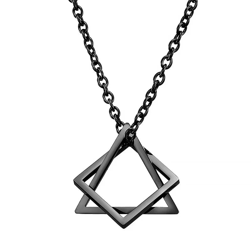 Simple Geometry Interlocking Necklace - Square Triangle Pendant
