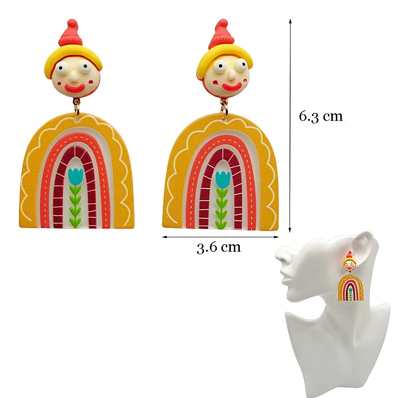 Colorful Y2K Dangle Earrings - Resin Fashion Accessories