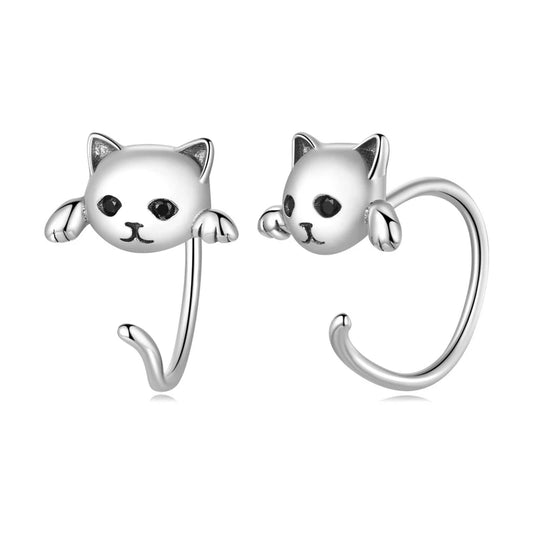 BAMOER 925 Silver Cat Tail Stud Earrings - 4 Colors
