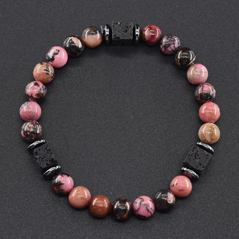 Retro Black Volcanic Bracelet - Frosted Onyx Lava Beads