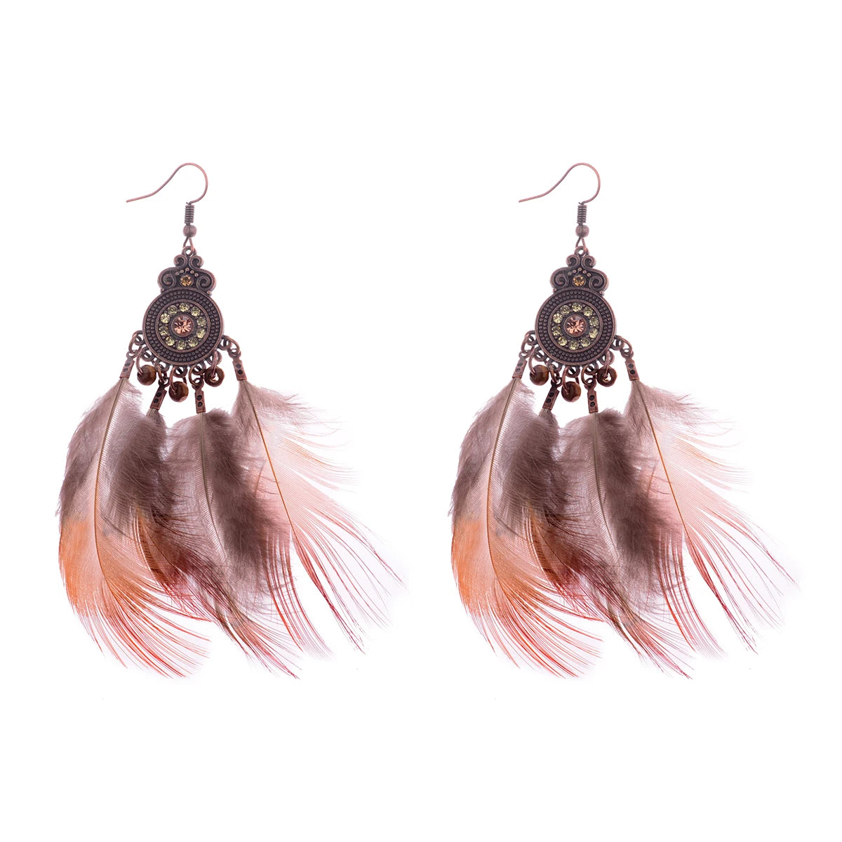 Dream Catcher Feather Earrings - Handmade Boho Tassel