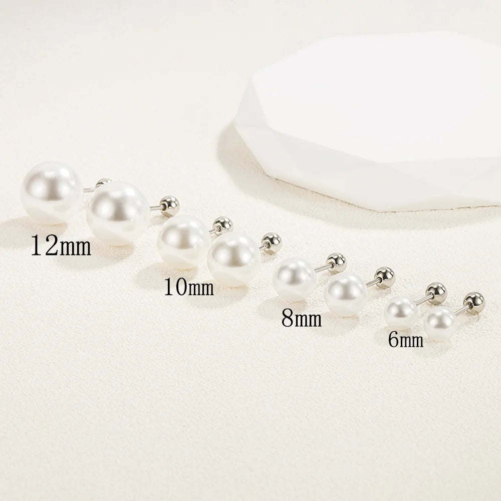 925 Silver Freshwater Pearl Stud Earrings - 6mm 8mm 10mm 12mm