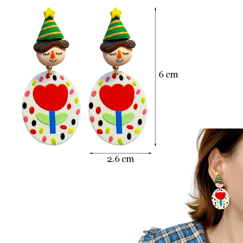 Colorful Y2K Dangle Earrings - Resin Fashion Accessories