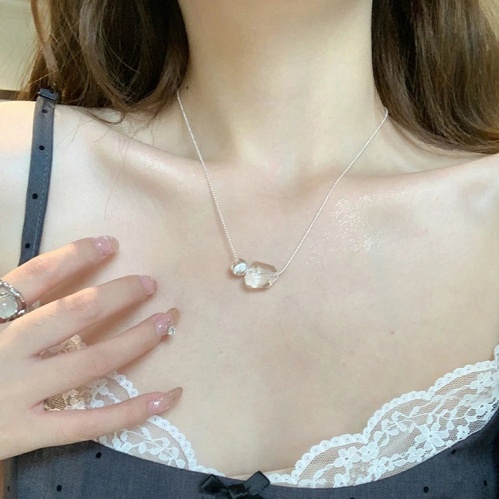 925 Silver Pearl Thin Chain Necklace - Trendy Simple Elegant