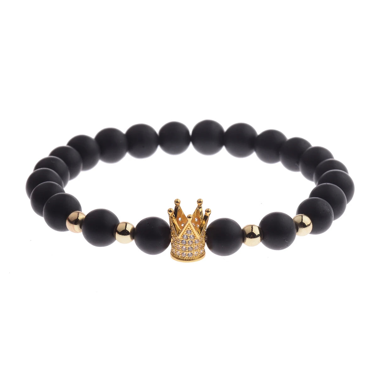 Luxury Natural Stone Yoga Bracelet - Micro Pave CZ Ball Matte