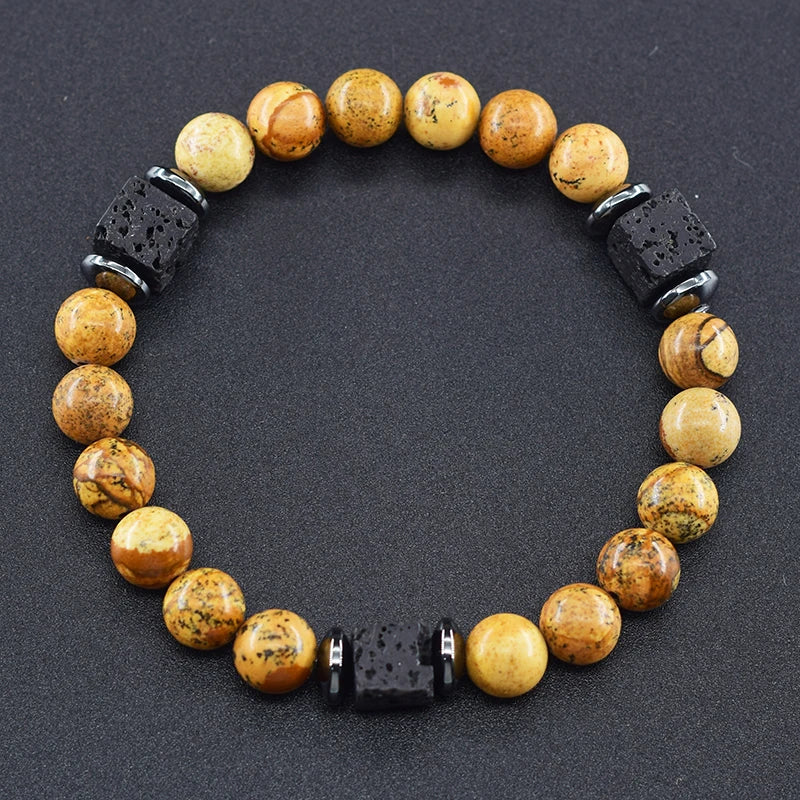 Retro Black Volcanic Bracelet - Frosted Onyx Lava Beads