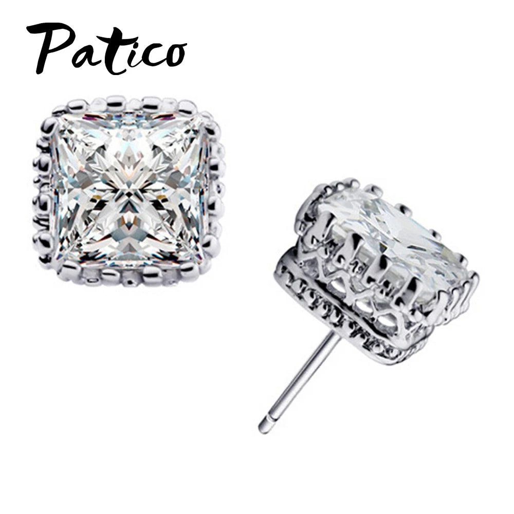 925 Silver 6MM Square CZ Stud Earrings - Genuine Fast Ship