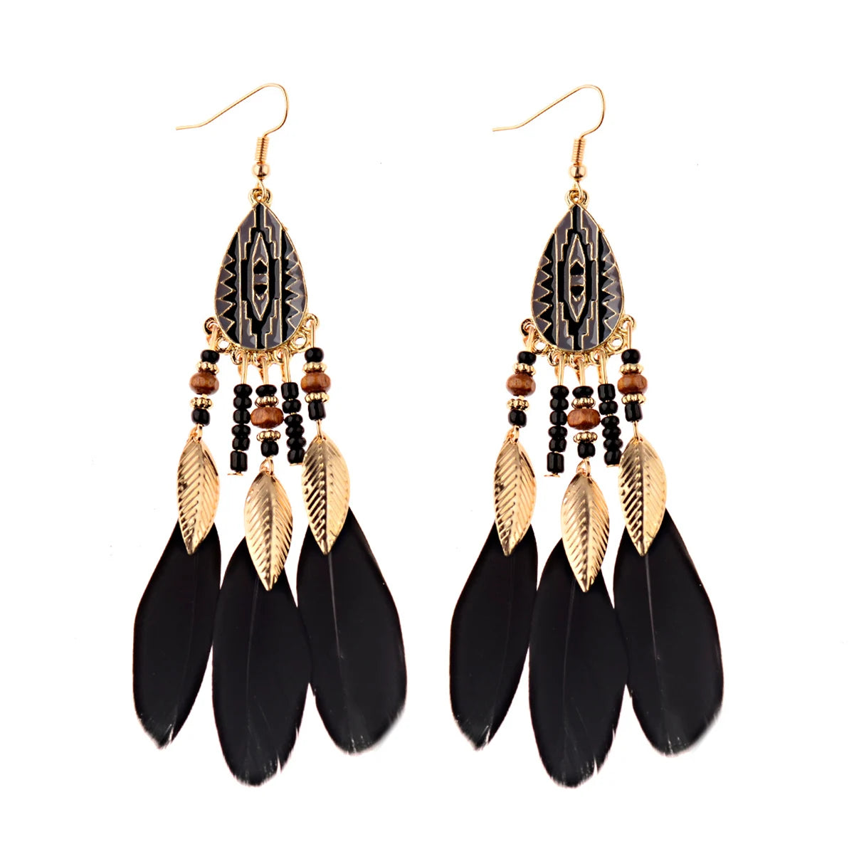Dream Catcher Feather Earrings - Handmade Boho Tassel