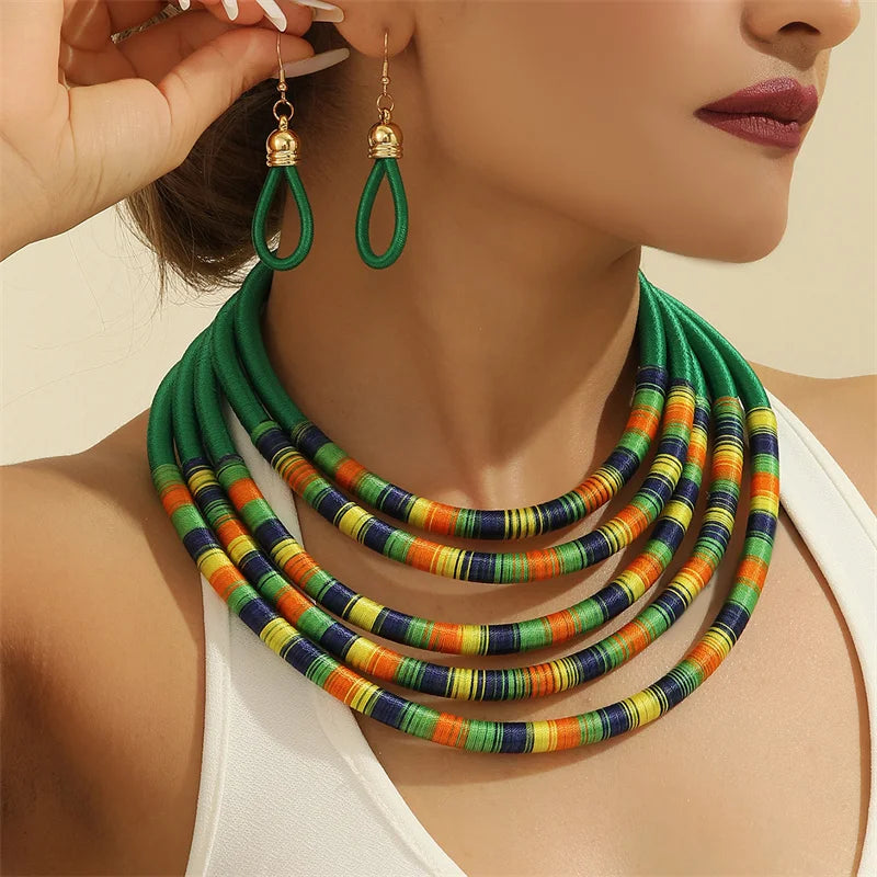 Fashion African Multi-Layer Jewelry Set - Woven Choker Wedding