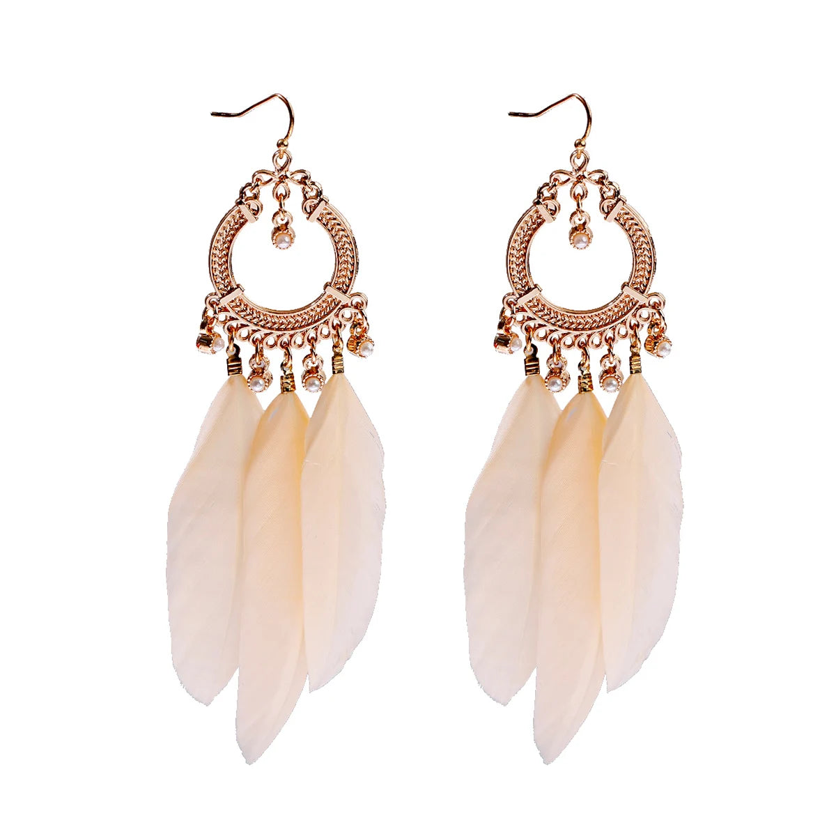 Dream Catcher Feather Earrings - Handmade Boho Tassel