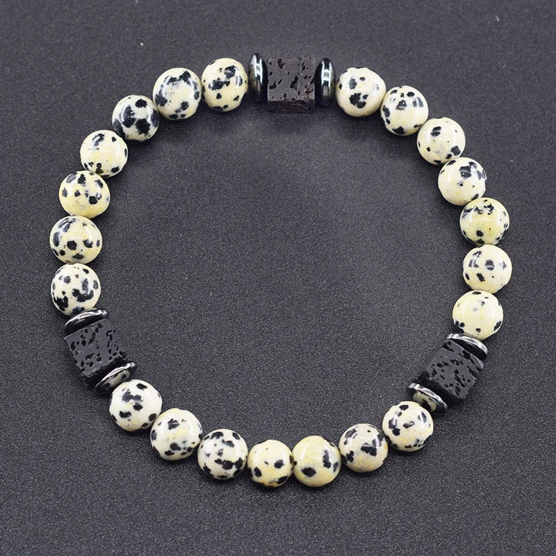 Retro Black Volcanic Bracelet - Frosted Onyx Lava Beads