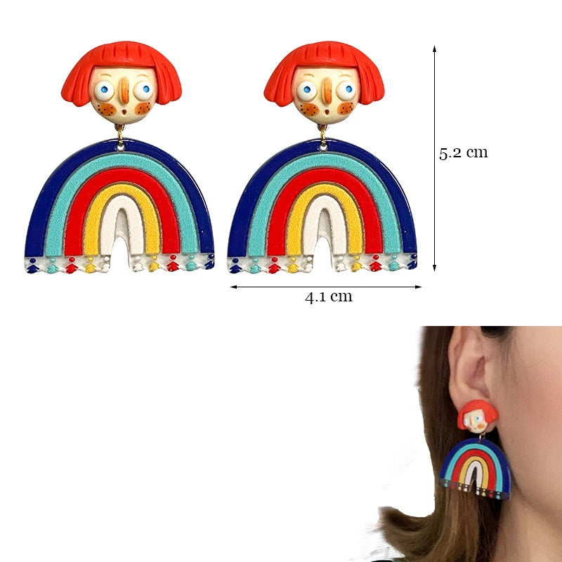 Colorful Y2K Dangle Earrings - Resin Fashion Accessories
