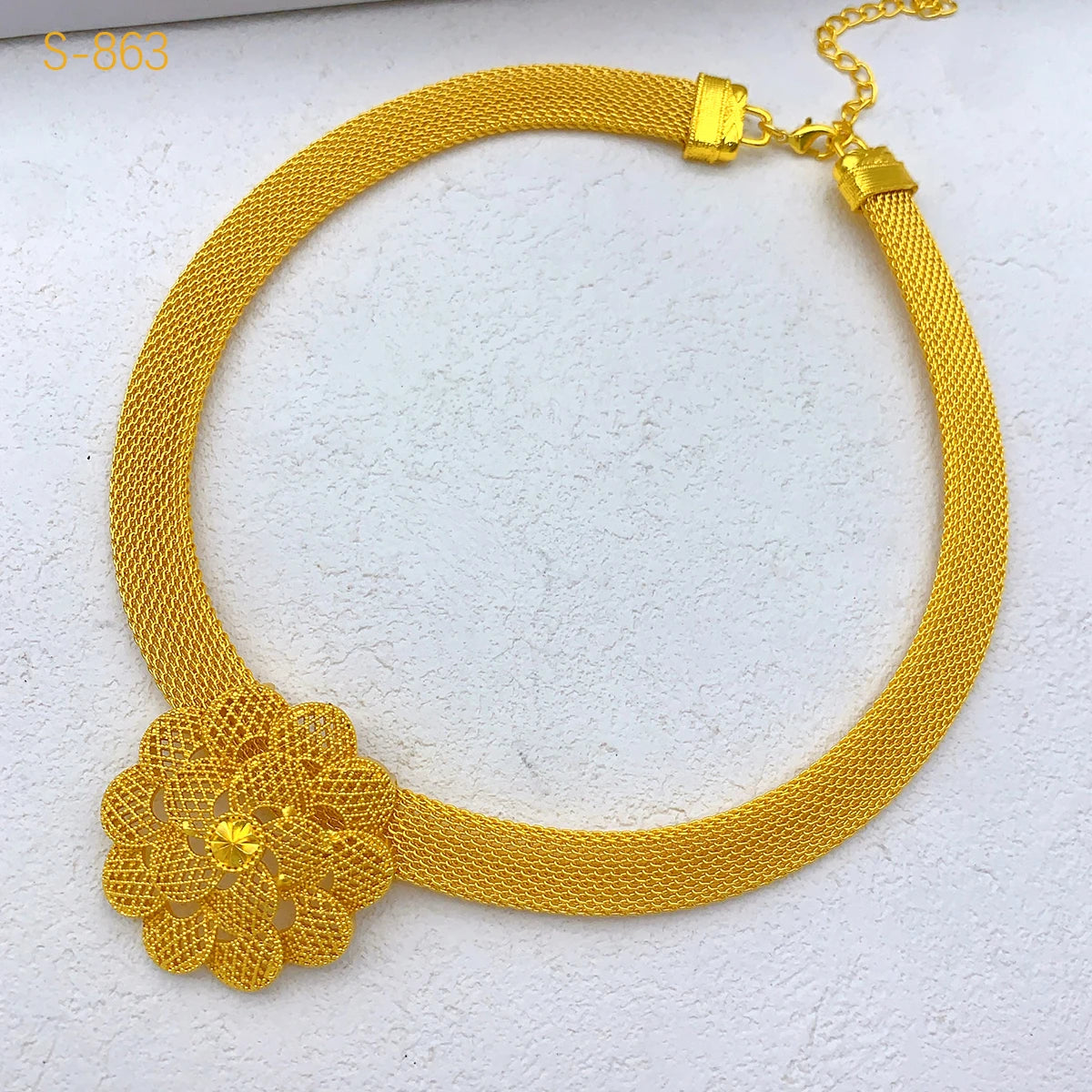 XUHUANG Luxury Flower Necklace Set - Dubai Gold African Indian