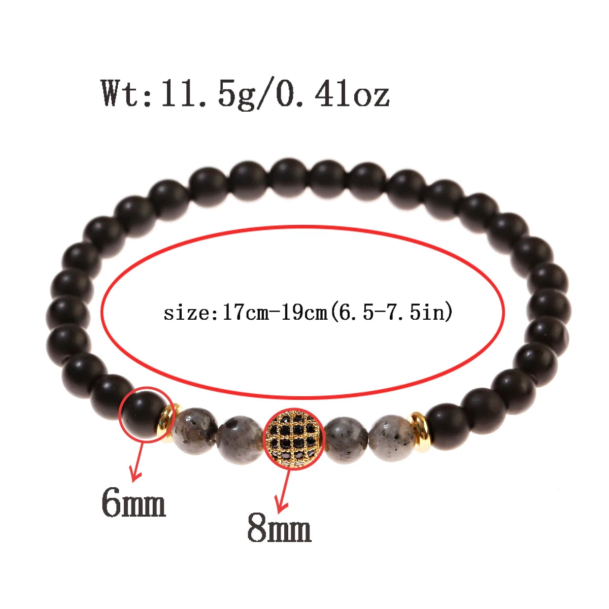 Luxury Natural Stone Yoga Bracelet - Micro Pave CZ Ball Matte