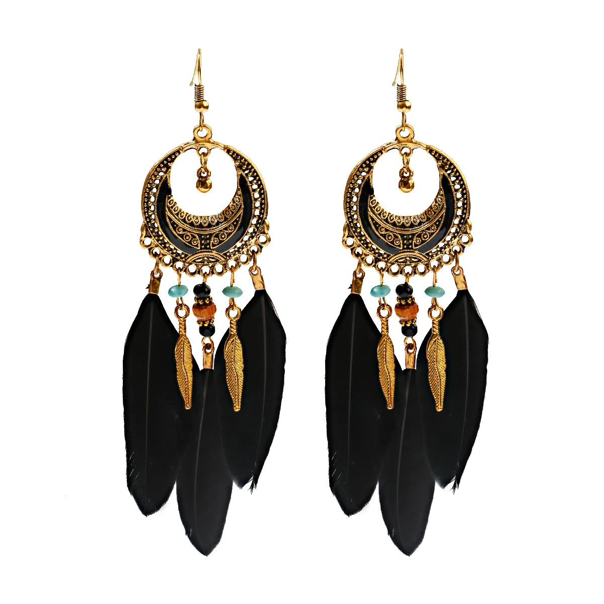 Dream Catcher Feather Earrings - Handmade Boho Tassel