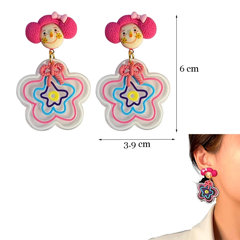 Colorful Y2K Dangle Earrings - Resin Fashion Accessories