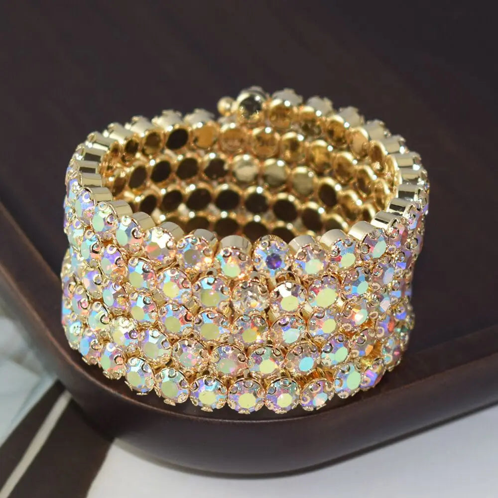 Luxury Multi-Layer Crystal Bangles - Shiny Wedding Bridal