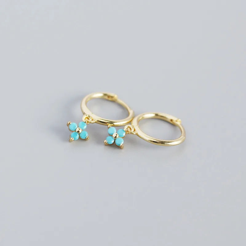 925 Silver Floral Sweet Earrings - Temperament Zircon