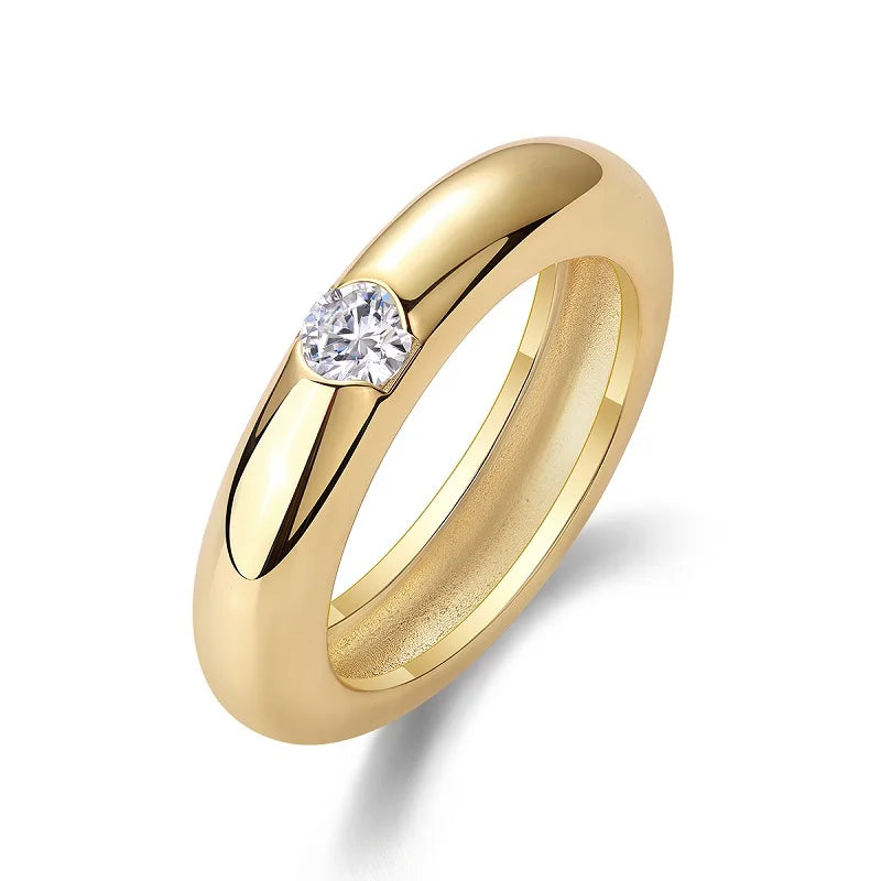 18K Gold Plated Moissanite Ring - Minimalist Band