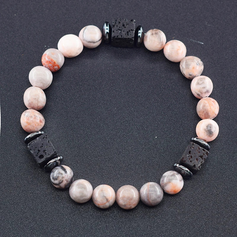 Retro Black Volcanic Bracelet - Frosted Onyx Lava Beads