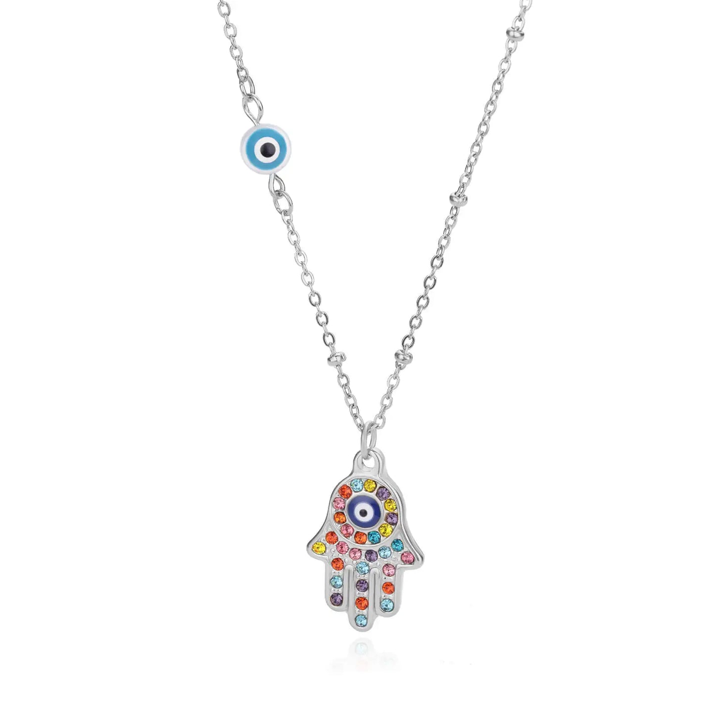 Zircon Evil Eye Necklace - Turkish Fatima Hand Goth Choker