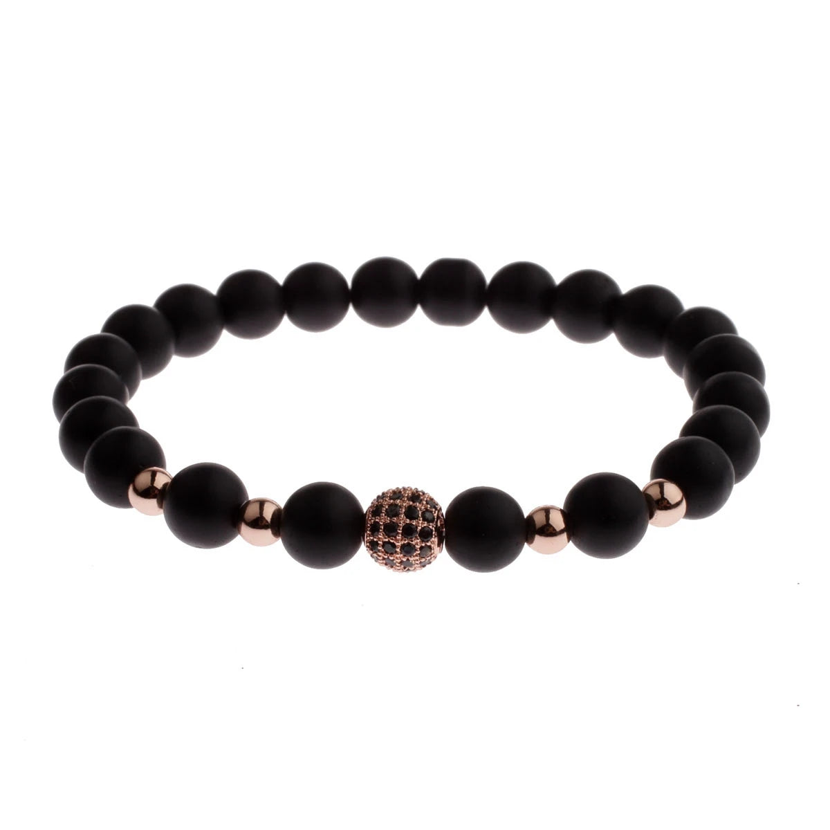 Luxury Natural Stone Yoga Bracelet - Micro Pave CZ Ball Matte