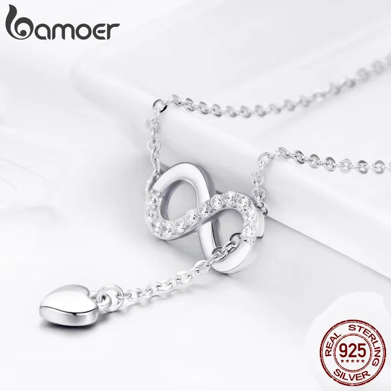 BAMOER 925 Silver Infinity Love Necklace - Forever Pendant