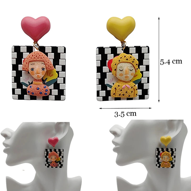 Colorful Y2K Dangle Earrings - Resin Fashion Accessories