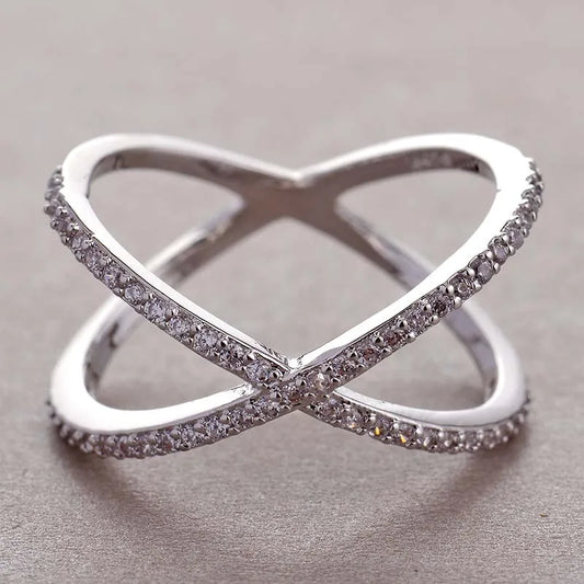 X-Shape Cross Crystal Ring - Infinite Zirconia Design
