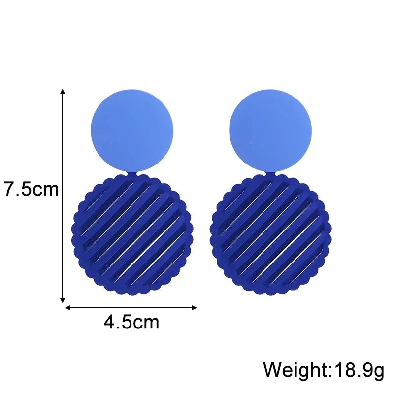 Blue Geometric Earrings - 2024 Bohemian Flower Butterfly