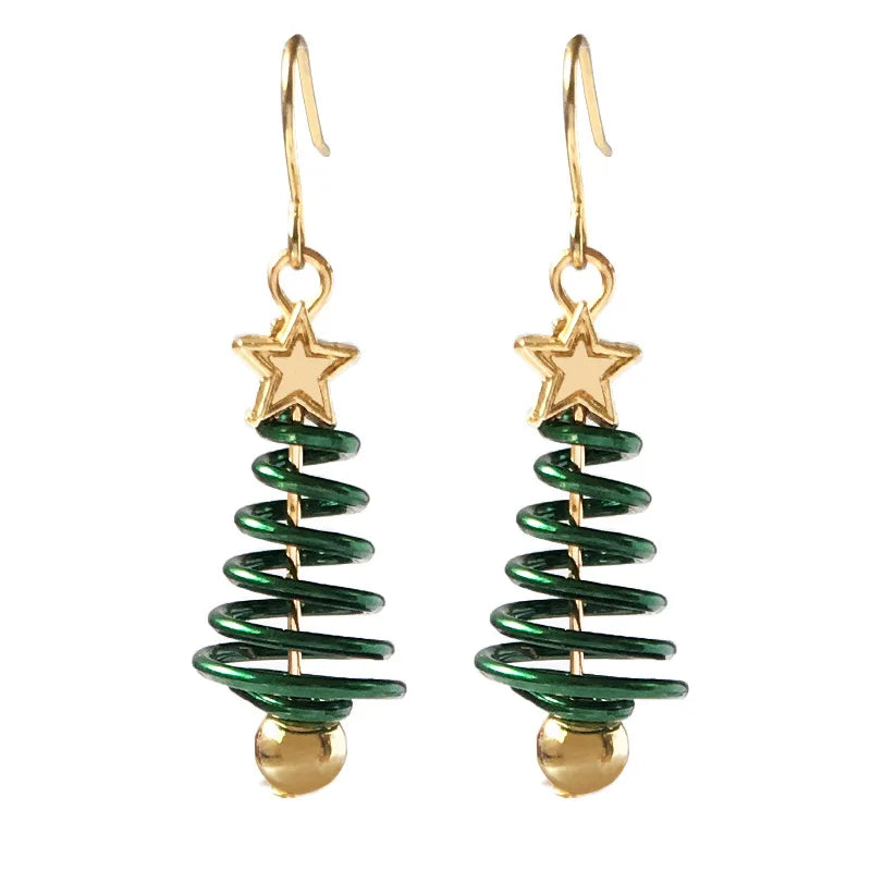 Christmas Tree Star Earrings - Rotating Pendant Design