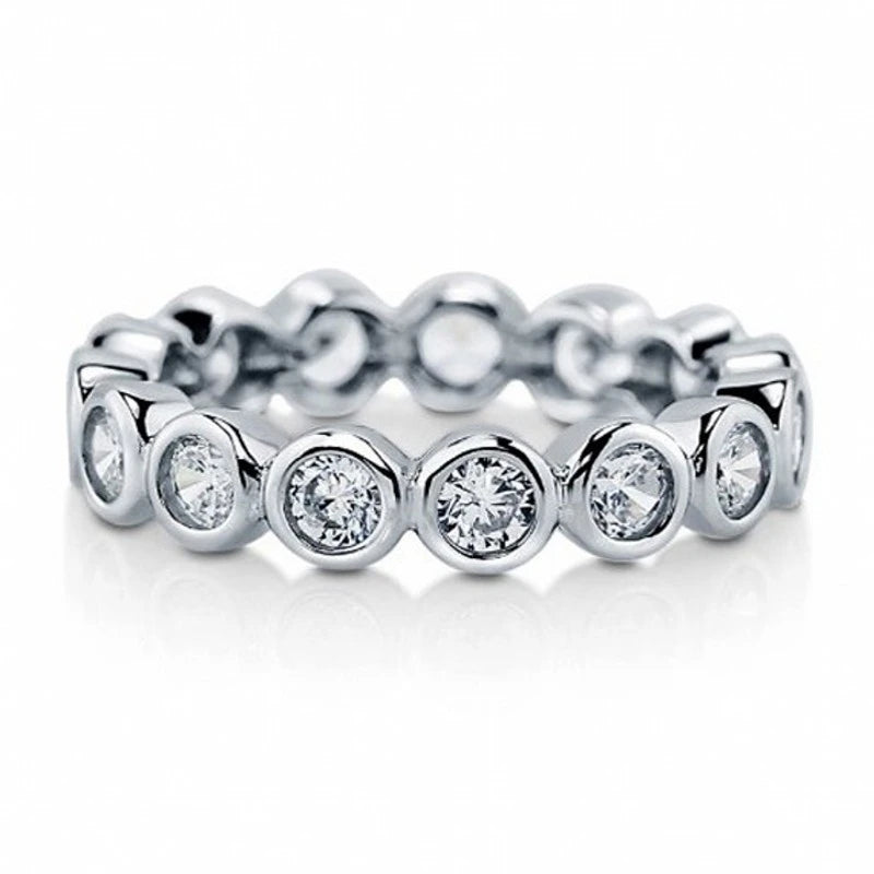 Eternity 925 Silver Ring - Emerald Cut Diamond Band