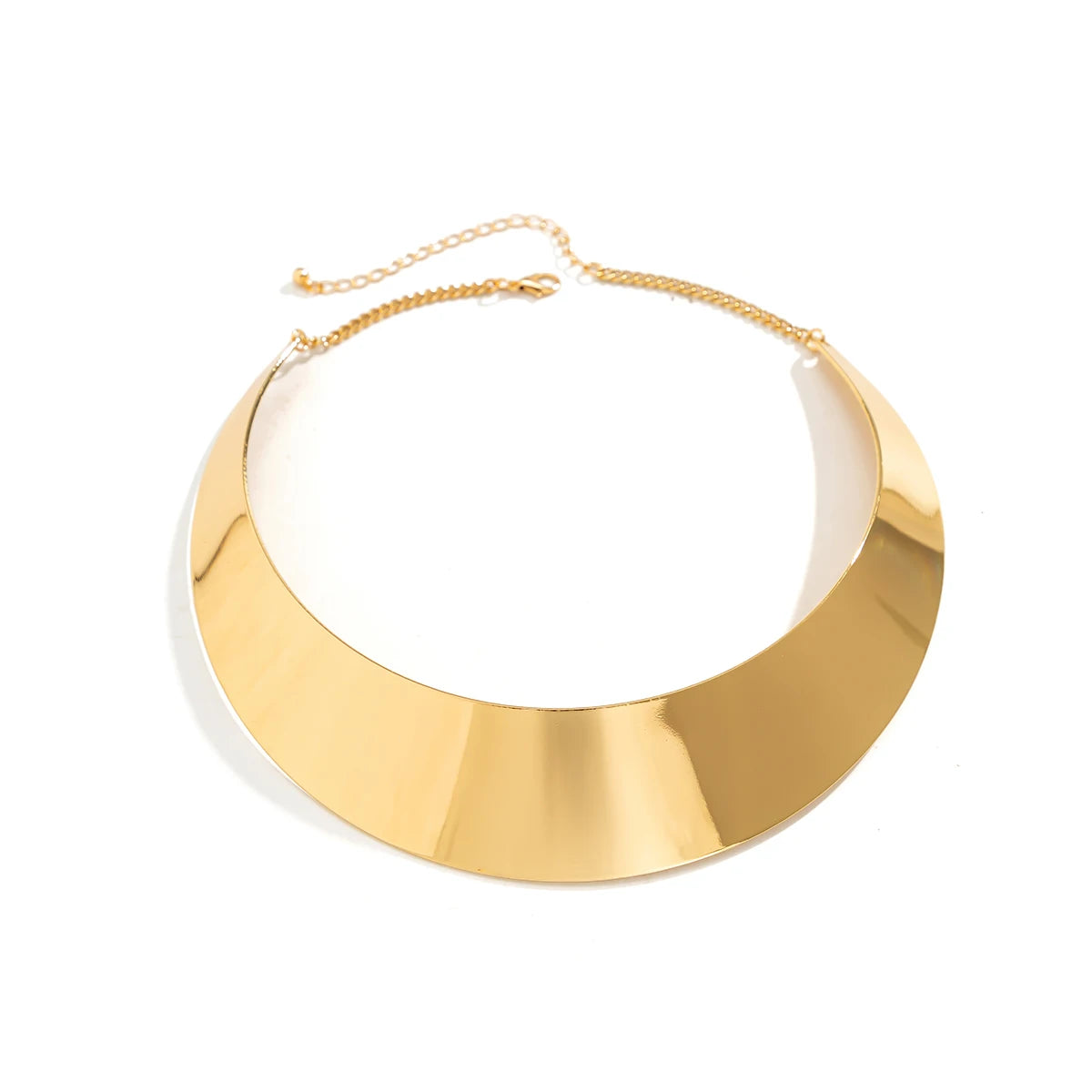 Exaggerated Chunky Metal Torque Choker - Punk Gold Wide Chain