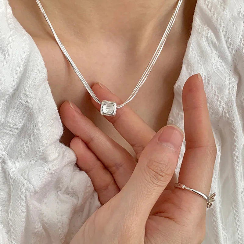 925 Silver Pearl Thin Chain Necklace - Trendy Simple Elegant