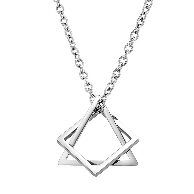 Simple Geometry Interlocking Necklace - Square Triangle Pendant