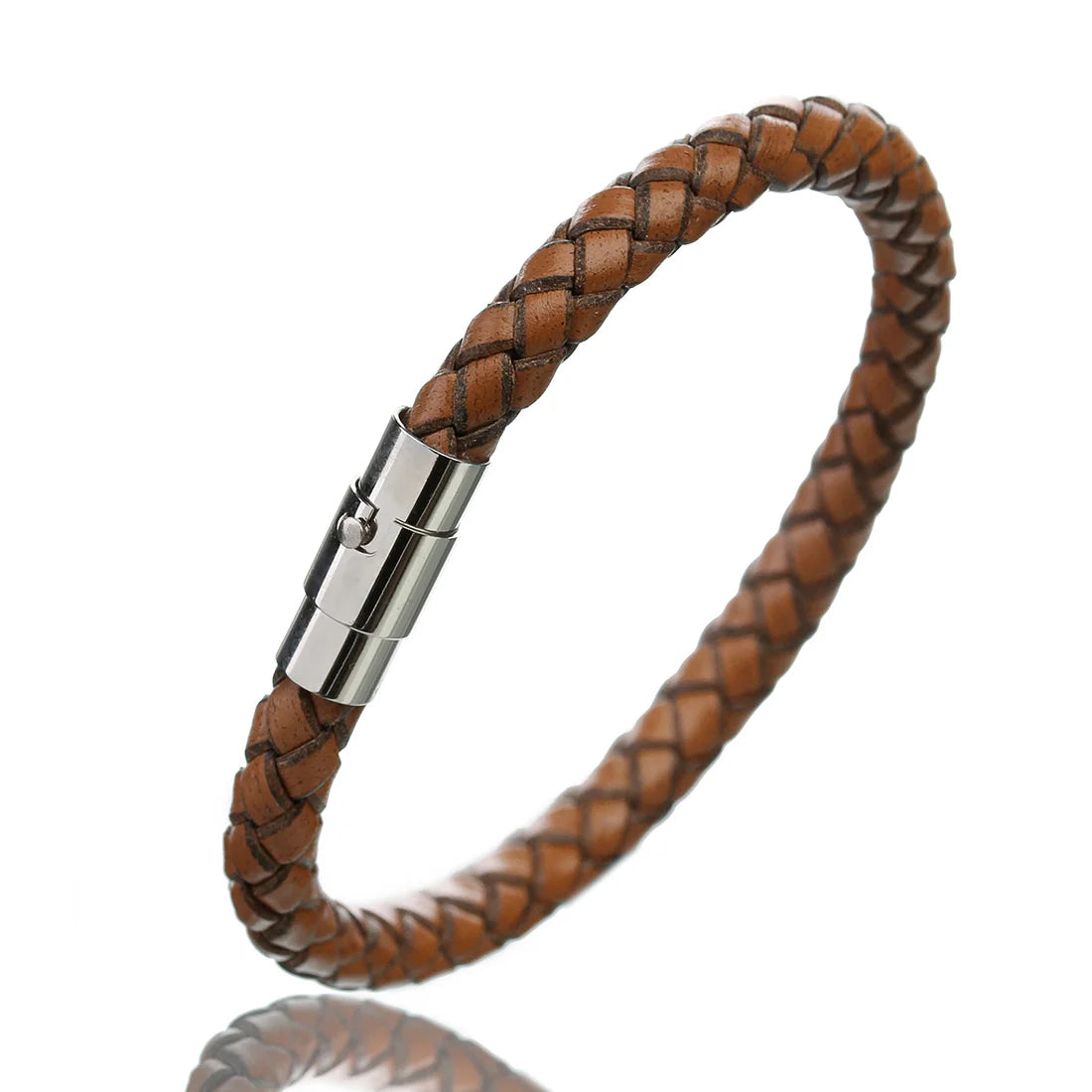 Woven Leather Rope Bracelet - Vintage Magnetic Buckle Men's