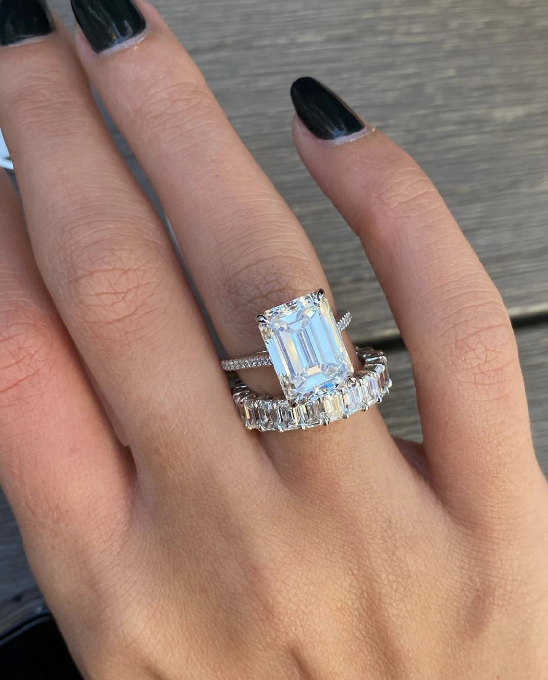 Eternity 925 Silver Ring - Emerald Cut Diamond Band