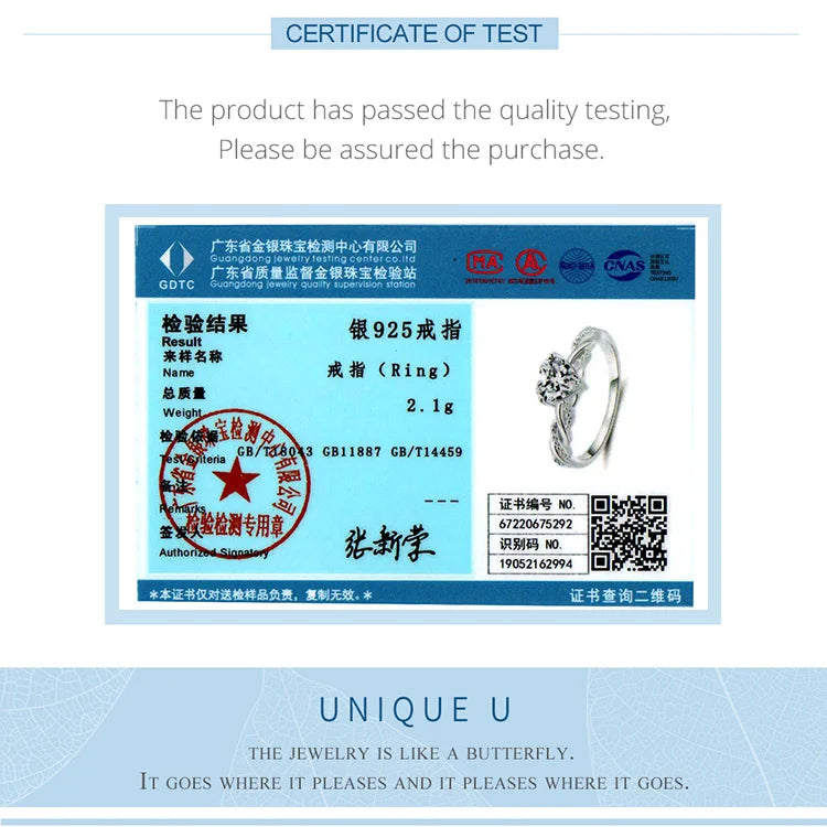 BAMOER 925 Silver Romantic Heart Ring - Shining Stone