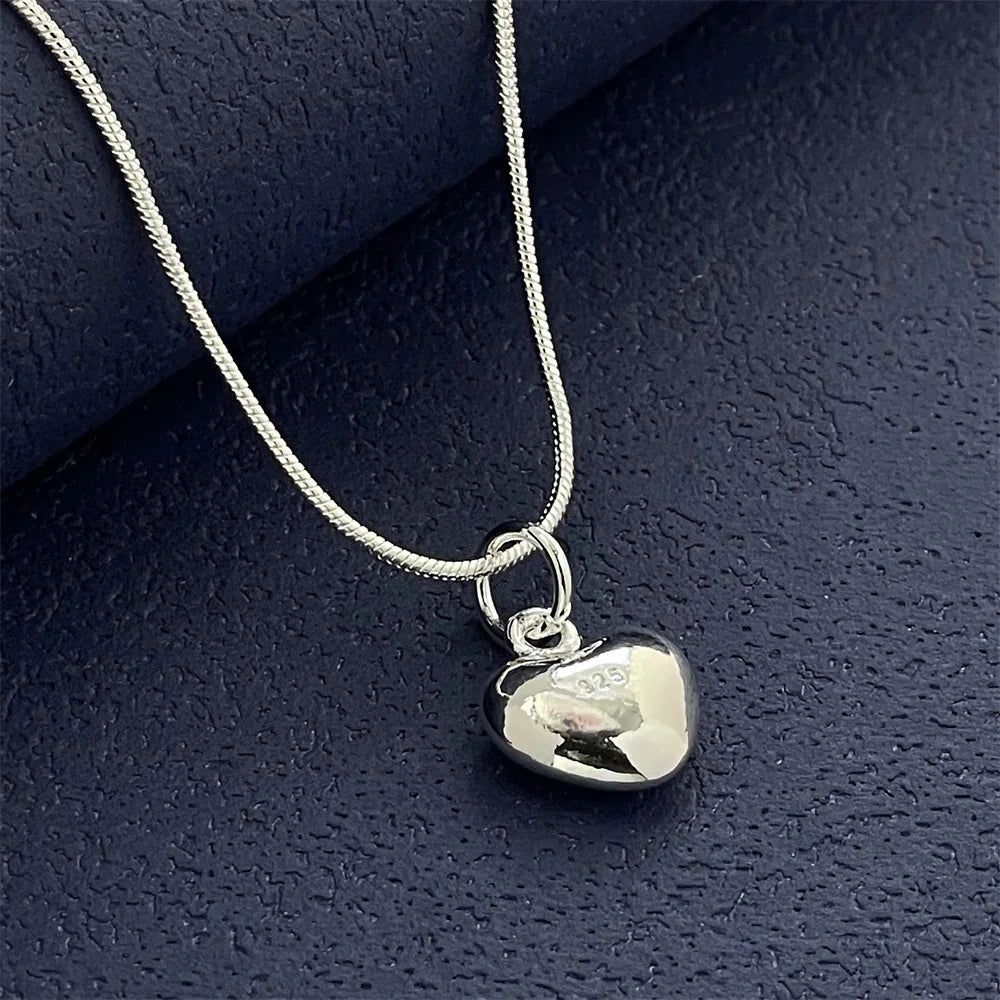 925 Silver Heart Pendant Necklace - Simple Luxury Banquet