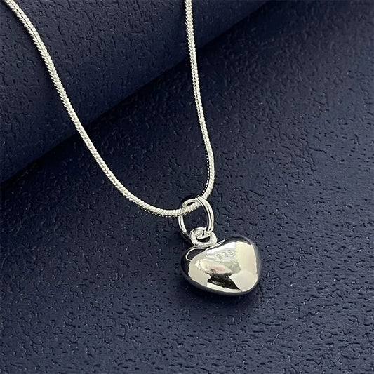 925 Silver Heart Pendant Necklace - Simple Luxury Banquet