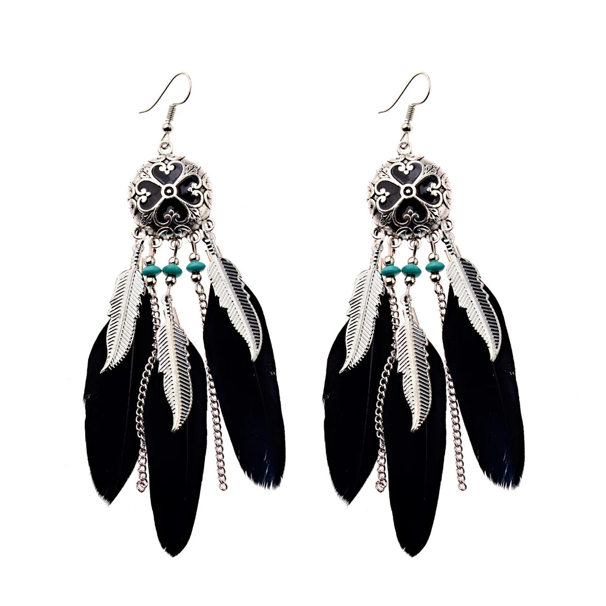 Dream Catcher Feather Earrings - Handmade Boho Tassel