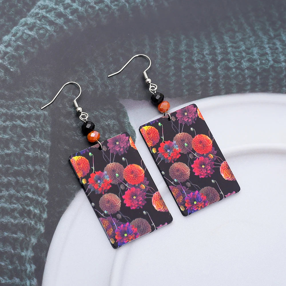 Black Acrylic 3D Flower Earrings - 2026 Vintage Elegant