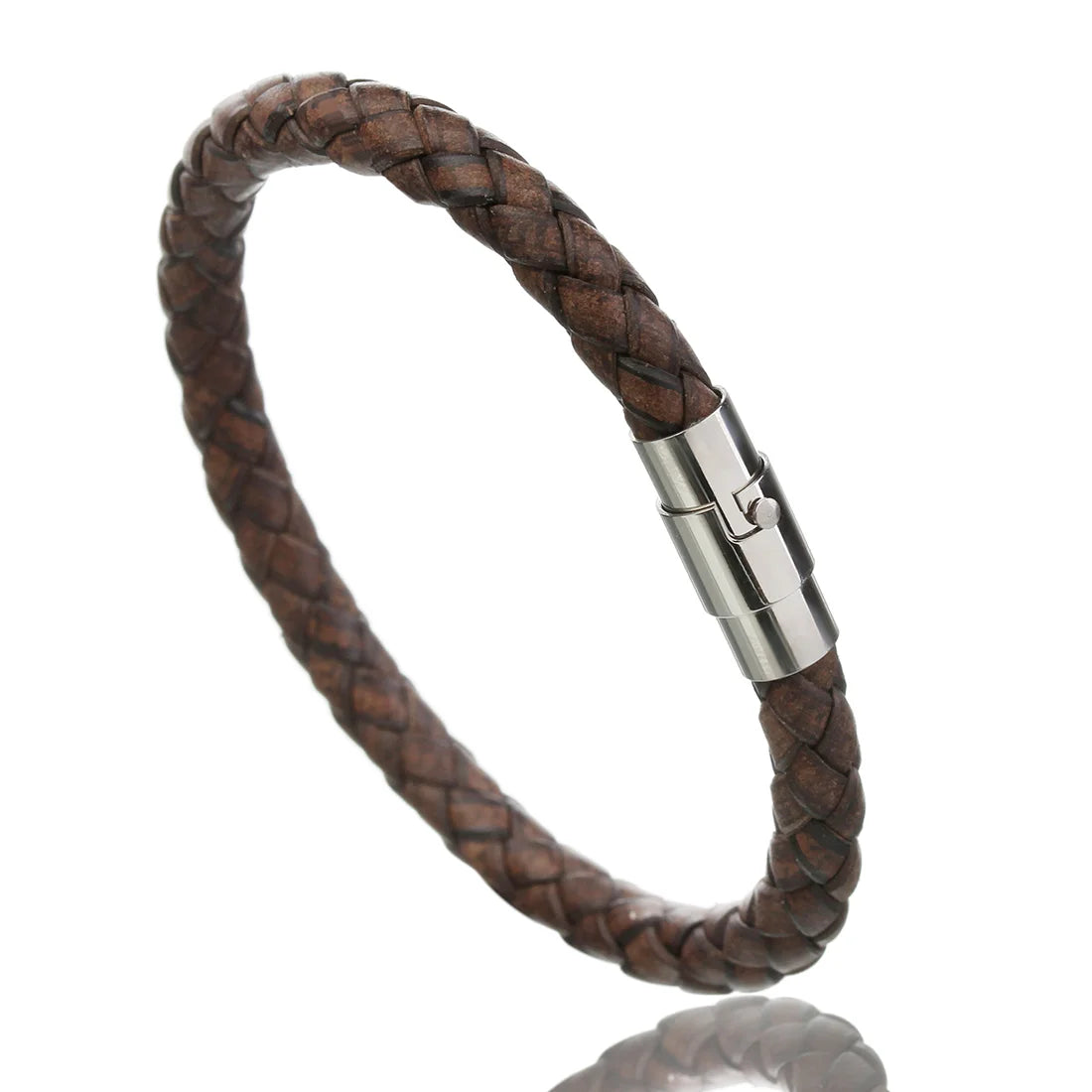 Woven Leather Rope Bracelet - Vintage Magnetic Buckle Men's