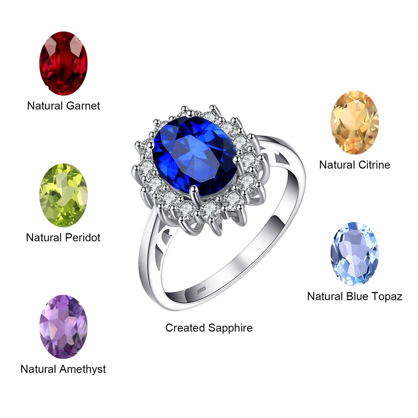 JewelryPalace Princess Diana Ring - Blue Sapphire 925 Silver