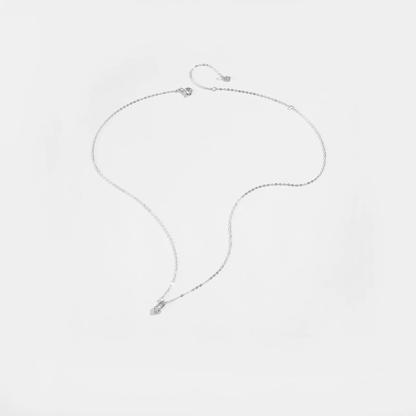 ANDYWEN 925 Silver Heart Padlock Necklace - Square Key Love